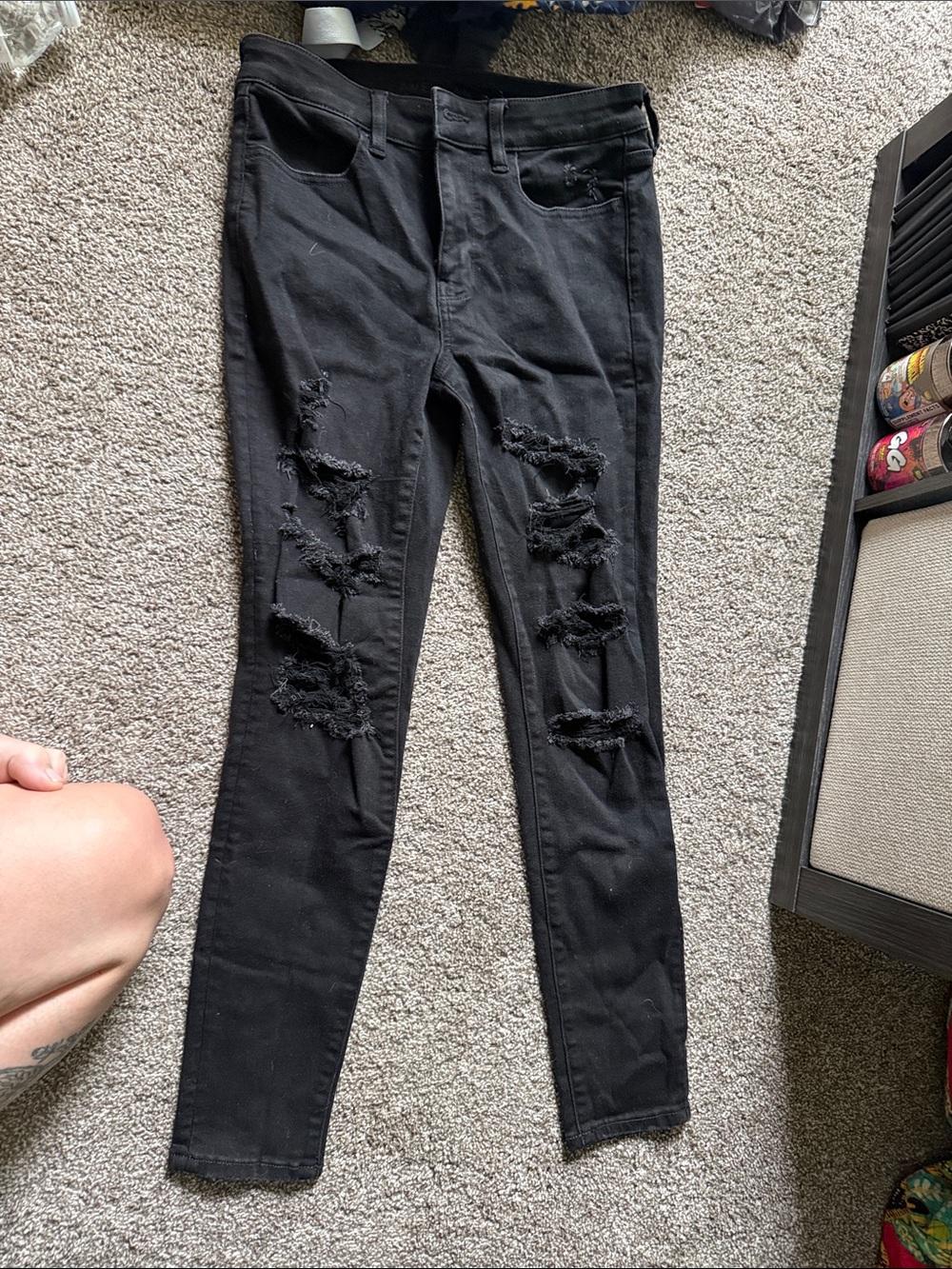 American Eagle Outfitters Black Distressed Skinny Jeans